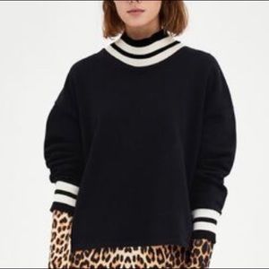 Zara Mockneck Sweatshirt combo Knit Stripe Accents